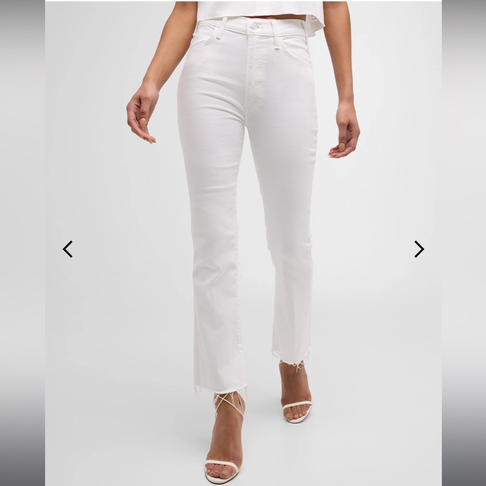 MOTHER The Hustler Ankle Fray White Denim